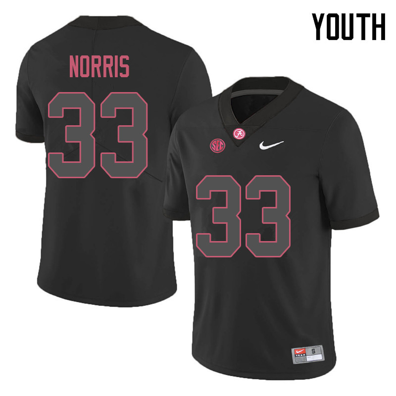 Alabama Crimson Tide Youth Kendall Norris #33 Black NCAA Nike Authentic Stitched 2018 College Football Jersey MD16F38NJ